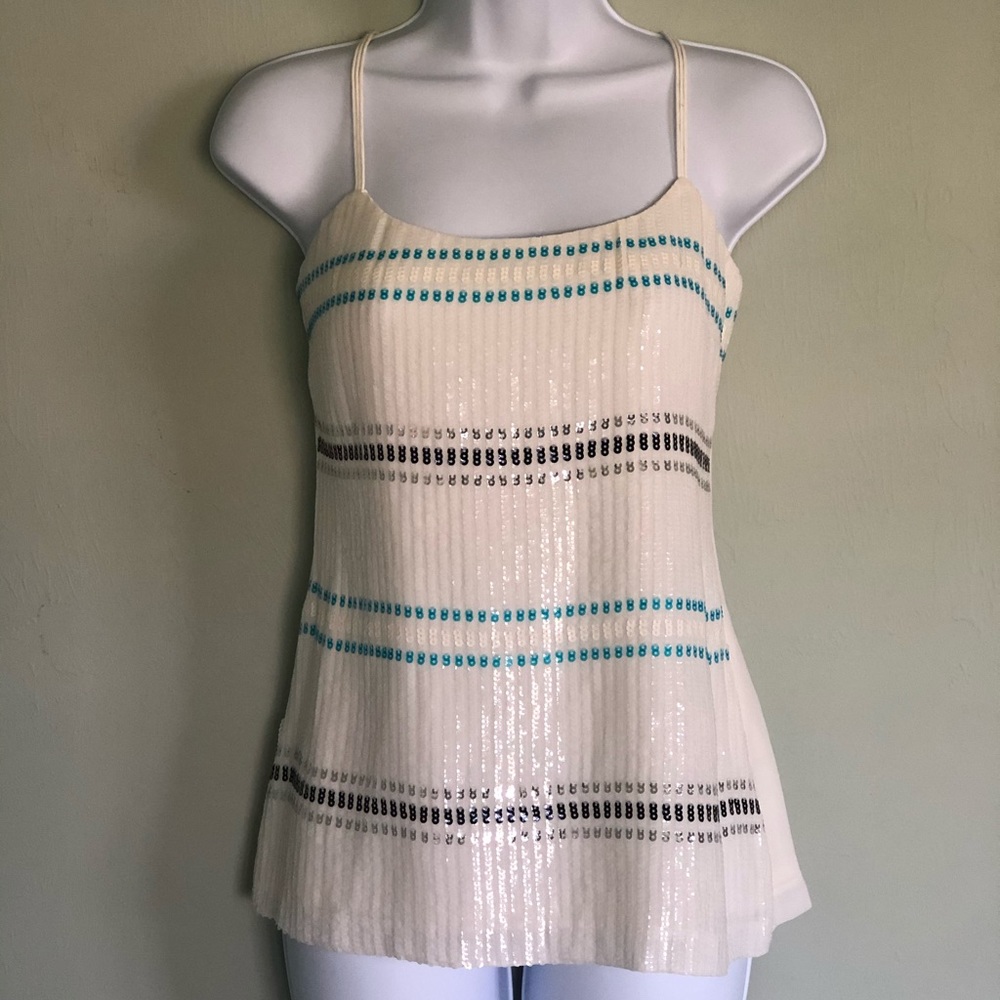 White House Black Market Sequined white top NWT
